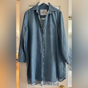 Frank & Eileen Mary shirt dress in vintage stonewashed indigo denim. Size Large.